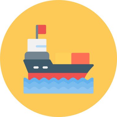 Tekne Düz Çember Vektör Simgesi Tasarımı