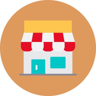 Dükkan Düz Vektör Simgesi Tasarımı