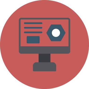 Çember gölgesi olan bilgisayarın vektör simgesi.