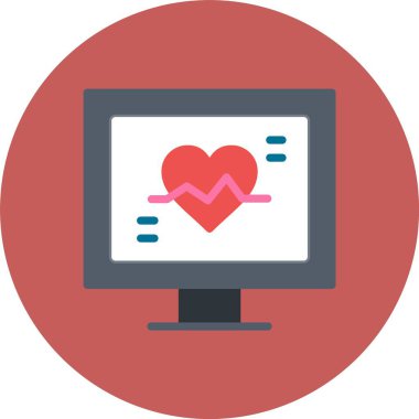 Beyaz arkaplanda kalp monitörü vektör çizimi