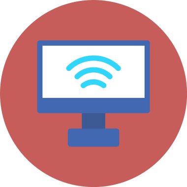 Wifi Düz Çember Vektör Simgesi Tasarımı