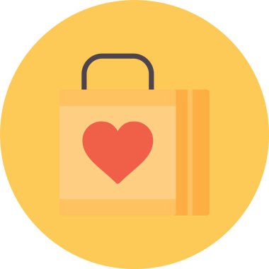 Kalp Düz Çember Vektör Simgesi Tasarımı