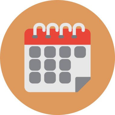 Takvim Düz Çember Vektör Simgesi Tasarımı