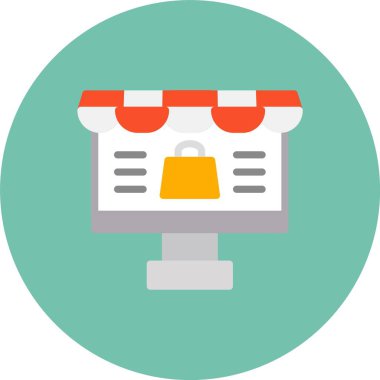 Alışveriş çevrimiçi simgesi, vektör illüstrasyonu