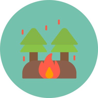 Şenlik ateşi orman ikonu düz stil