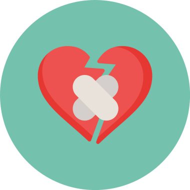 Kırık kalp düz vektör simgesi dekoru