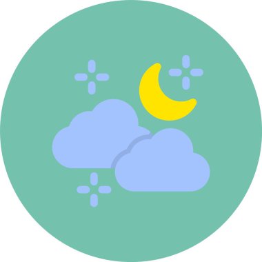 Ay ve bulut simgesinin vektör çizimi