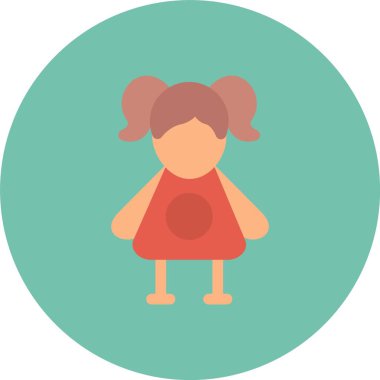 dişi çocuk, düz simge