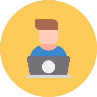 beyaz arkaplanda bir kişi, illüstrasyon, vektör olan dizüstü bilgisayar.