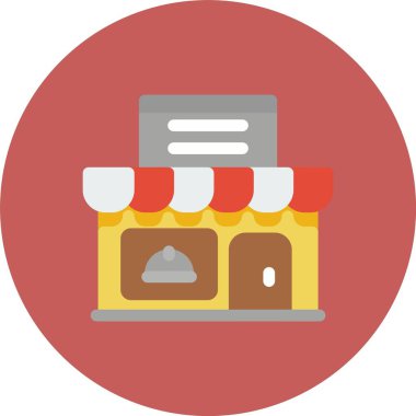 Dükkanı düz simgesi, vektör çizim