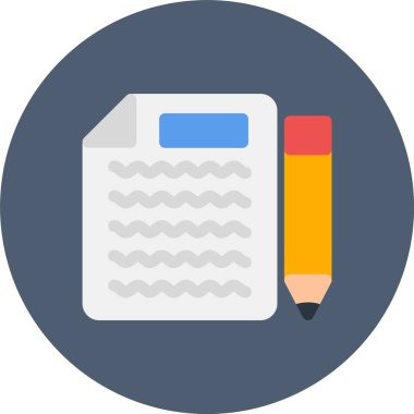 Kalem Düz Çember Vektör Simgesi Tasarımı