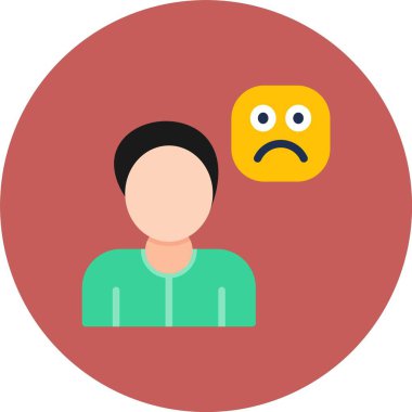 Hüzünlü ikon vektör çizimi tasarımı olan üzgün adam