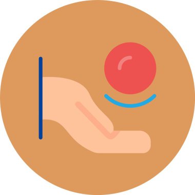 Bir kadının eliyle kırmızı topun vektör çizimi