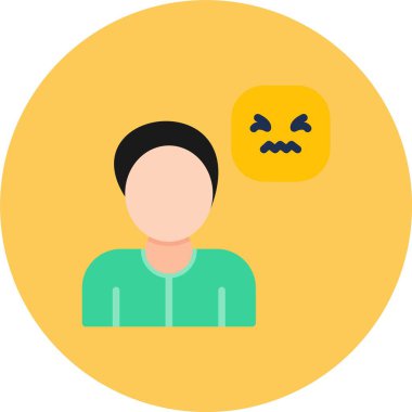 Yüzünde gülümseme olan bir adam ve bir balon ikonu, düz tasarım vektör çizimi