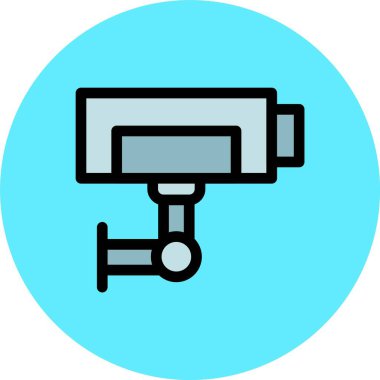 CCTV kamera simgesi renk ana hatları vektörü. Kapalı devre kamera. düz dizayn