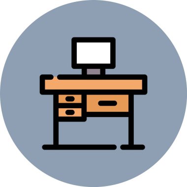 Bilgisayar masası simgesi. Bilgisayar masaüstü vektör simgesini düz izole et