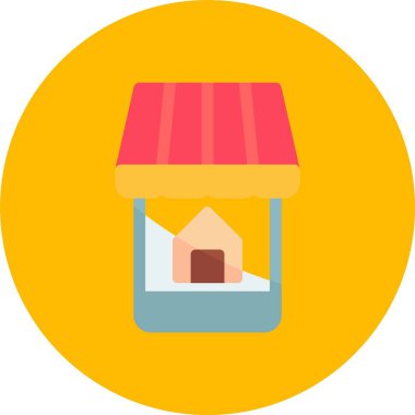 Dükkan Düz Çember Vektör Simgesi Tasarımı