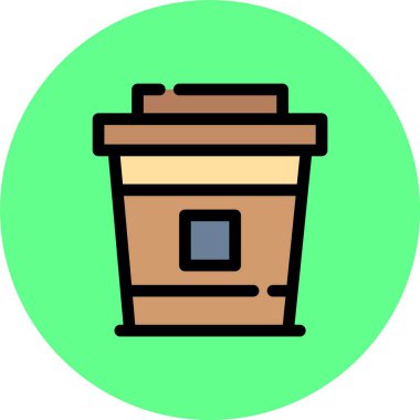 Kahve fincanı simgesi renk ana hatları vektörü