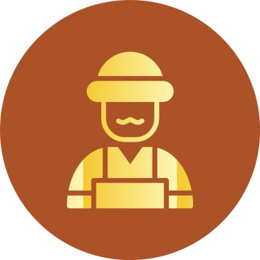 Şapkalı ve kasklı sakallı bir adamın vektör çizimi.