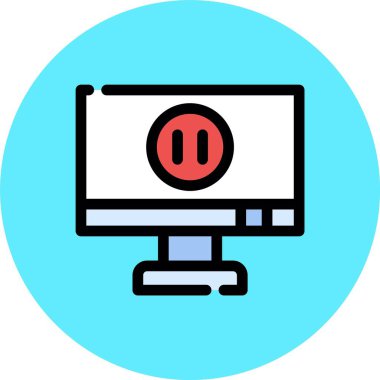 Bilgisayar monitörü simge rengi dış hat vektörü