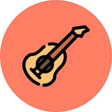 gitar düz simgesi, vektör illüstrasyonu