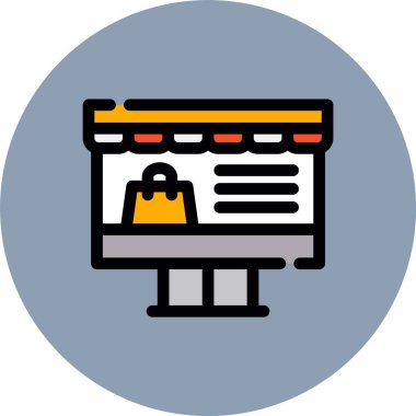 Web mağazası dolduruldu - taslak simgesi, doldurulmuş - ana hat vektörü