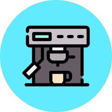 Kahve makinesi simgesi renk ana hatları vektörü