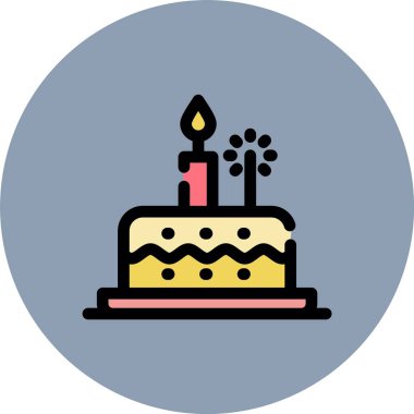 Web Kullanımı için Doğumgünü Pastası, Basit Vektör İllüstrasyonu