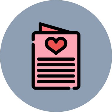 Kağıt sayfa simgesi olan kalp, vektör illüstrasyonu