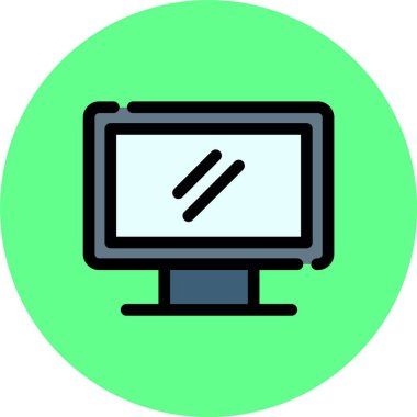 Çember ok işaretli bilgisayar ekranı, vektör simgesi