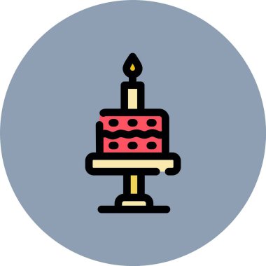 Doğum günü Pastası Renk Vektörü Simgesi İllüstrasyonu