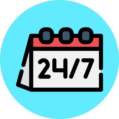 24 saatlik bir ikon. Web için 3d saat vektör simgesinin özet çizimi