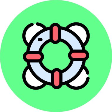 Lifebuoy simgesi renk ana hatları vektörü