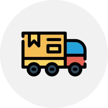 kamyon vektör düz renk simgesi