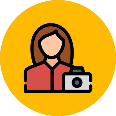 fotoğrafçı fotoğraf makinesi simgesi renk ana hatları vektörü