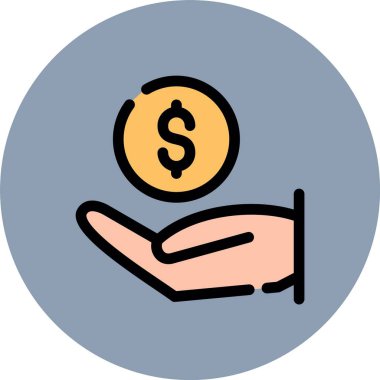 el ele tutuşan para vektör illüstrasyonu