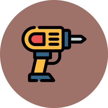 Tornavida simgesi renk ana hatları vektörü