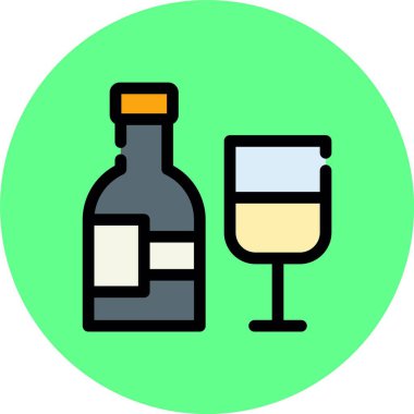 Alkol cam ikonu. taslak cam içecek vektör simgesi rengi düz izole