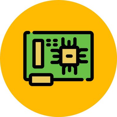 Çip simgesi renk ana hatlı Cpu