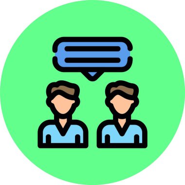 İki insan birbiriyle konuşma baloncuğuyla konuşuyor