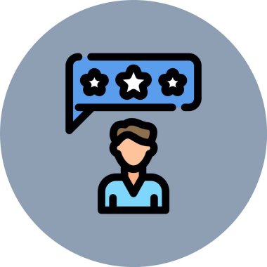 Müşteri gözden geçirme simgesi renk ana hatları vektörü