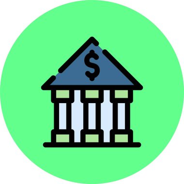 Banka simgesi vektörü web amacı ve mobil uygulama tasarımı için beyaz arkaplanda izole edildi