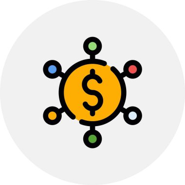 Dolar Düz Vektör Simgesi Tasarımı