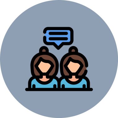 Konuşma baloncukları olan iki arkadaş. özet simgesi.