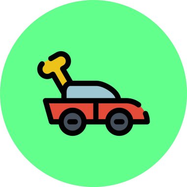 Araba servisi simgesi renk ana hatları vektörü