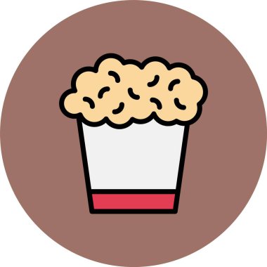 patlamış mısır düz simgesi, vektör, illüstrasyon