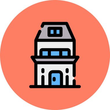 Bina ikonu. Taslak oluşturma vektör illüstrasyonu. renk düz izole