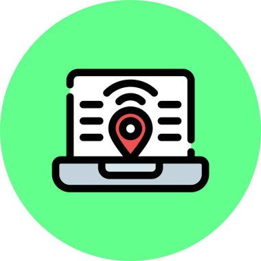 konum haritası simgesi. gps harita vektör simgesi rengi düz izole