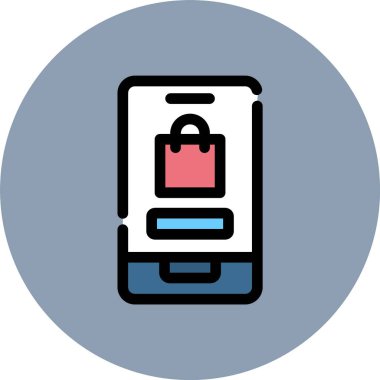 Alışveriş ve mobil uygulama vektör çizimi, basit tasarım