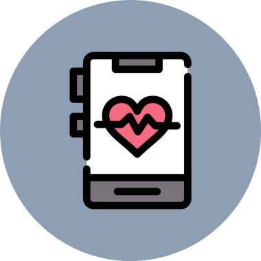 Kalp atışı simgesi olan akıllı telefon, vektör illüstrasyonu